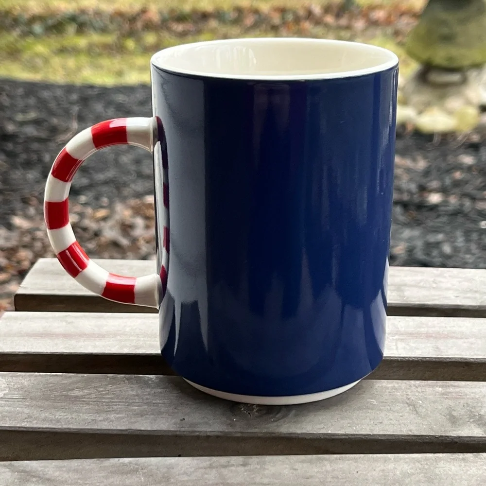 🤩 Mug Sale! Starbucks Blue Christmas Tree Mug With Candy Cane Handle EUC - Picture 4 of 8